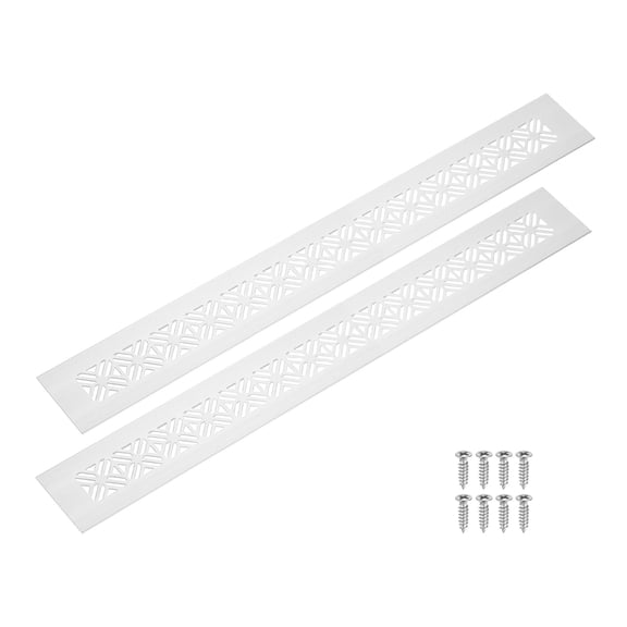 2Pack Aluminum Alloy Air Vents, 400 x 50mm / 15.7 x 2" Rectangle Louvered Ventilation Grille Cover with Mounting Screws for Door Cabinet Wardrobe, Silver