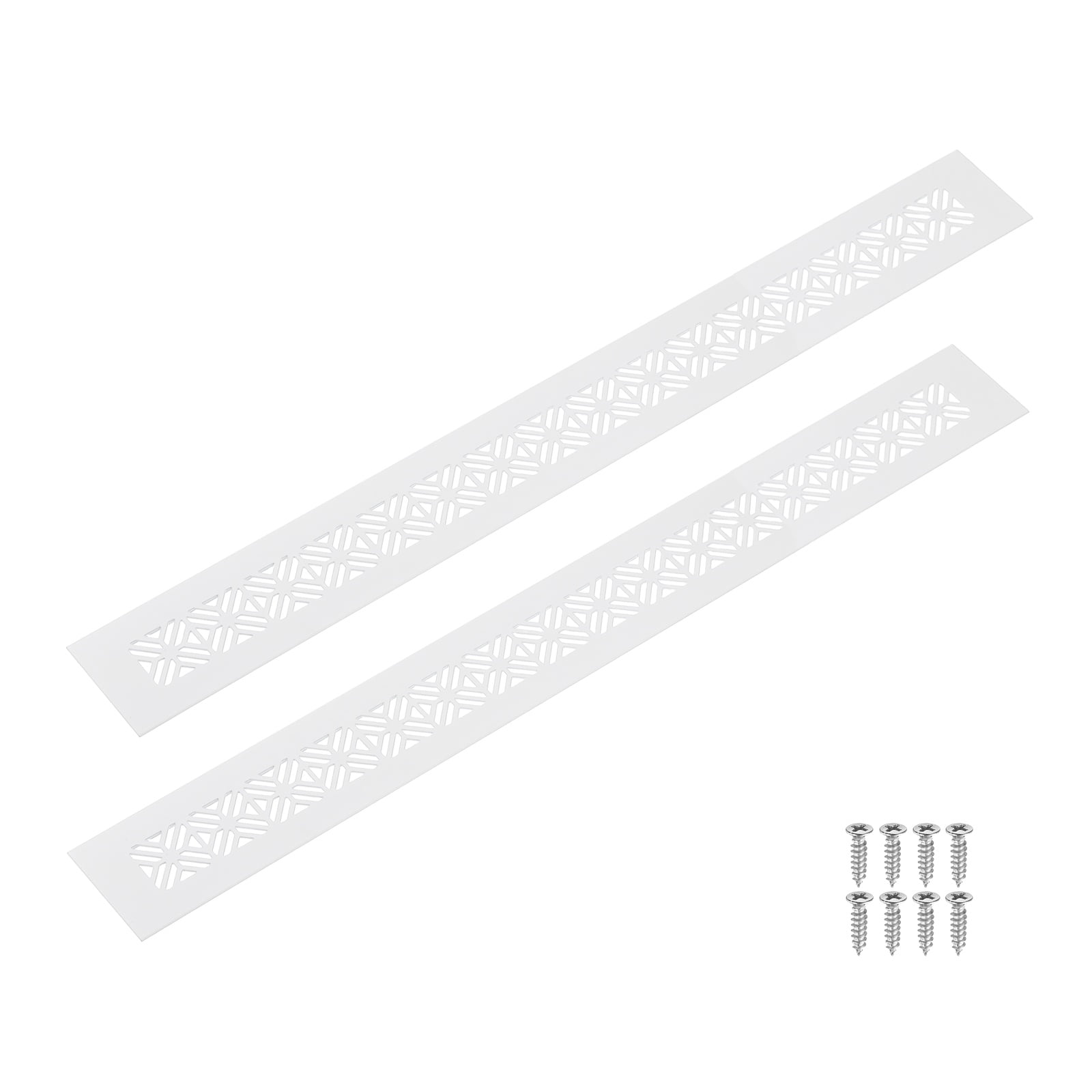 2Pack Aluminum Alloy Air Vents, 500 x 50mm / 19.7 x 2" Rectangle Louvered Ventilation Grille Cover with Mounting Screws for Door Cabinet Wardrobe, White