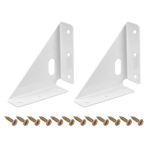 2Pack Angle Corner Brackets 86mm x 86mm, Cold Rolled Steel Braces Joining Support with Screws (White)