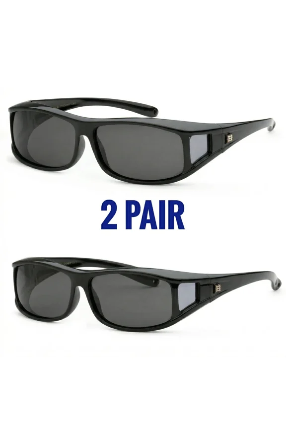 2Pack Anti Glare Cover Over Polarized Sunglasses Block Lens Driving Medium UV400