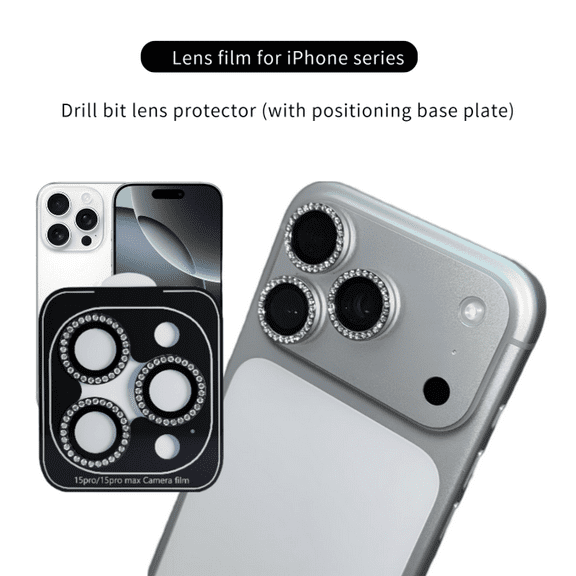 (2Pack) Apple iPhone 17 Pro Camera Protection Film iPhone 16 MiFlash 15plus Metal Eagle Eye Lens Film Protection Ring 17promax (with Base Plate Positioning Adhesive)