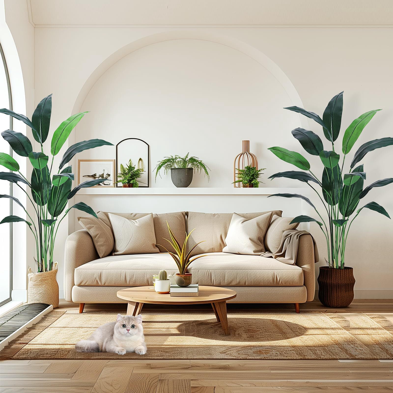 2Pack Artificial Bird of Paradise Plant 6FT(72in) Fake Palm Tree for Indoor Outdoor Modern Decor Faux Plants for Home Office Perfect Housewarming Gift with 17 Trunks Faux Leaves