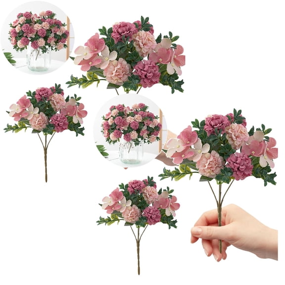 2Pack Artificial Flower 16 Heads Silk Hydrangea Flower Bouquet Home Decoration Artificial Flowers Home Decor