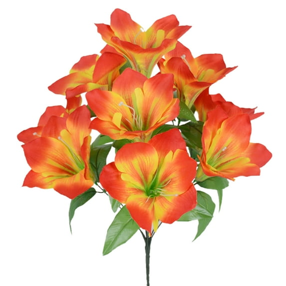 2Pack Artificial Flowers Large Bouquet Bride Hand Small Ornaments Table Decoration Miniature Models Clivia 48cm Rainbow Rayon, Orange