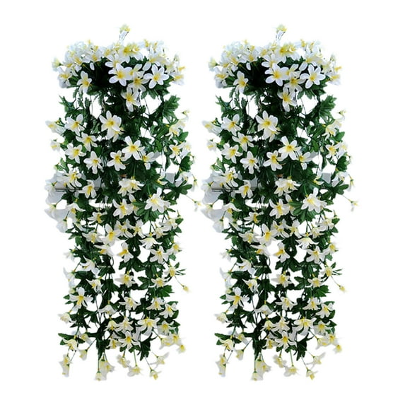 2Pack Artificial Lily Flowers Rattan Hanging Basket Indoor Outdoor Decor Hot Pink White Red Purple Plastic Wedding Party Wall Door Cafe Decoration Reusable Faux Silk Floral Arrangement