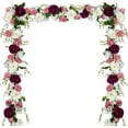 thumbnail image 1 of 2Pack Artificial Peony Flower Garland - Silk Peony Garland with Pink White Flowers for Wedding Party Table Decoration,6ft/Strand(White&Burgundy&Pink), 1 of 5