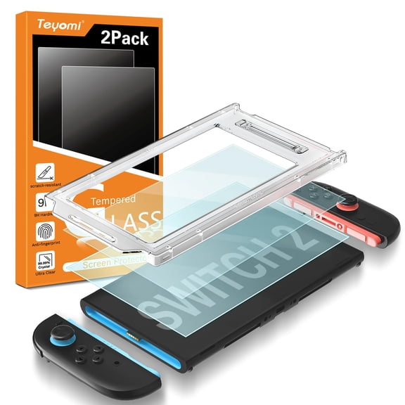 [2Pack Auto-Alignment Screen Protector Compatible with Nintendo Switch 2 [7.9''] 2025, Transparent HD Clear Tempered Glass for Nintendo Switch 2, Bubble Free, Anti-Scratch, Touch Sensitive