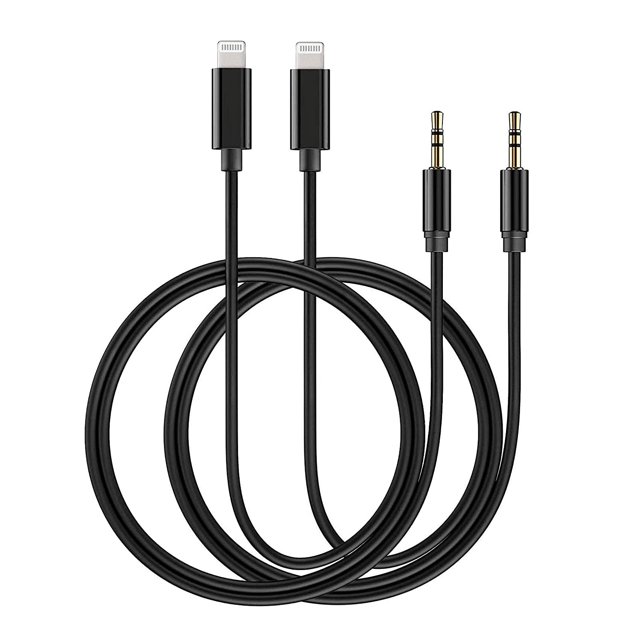 2Pack Aux Cord for iPhone, Lightning to 3.5mm Aux Cable for Car