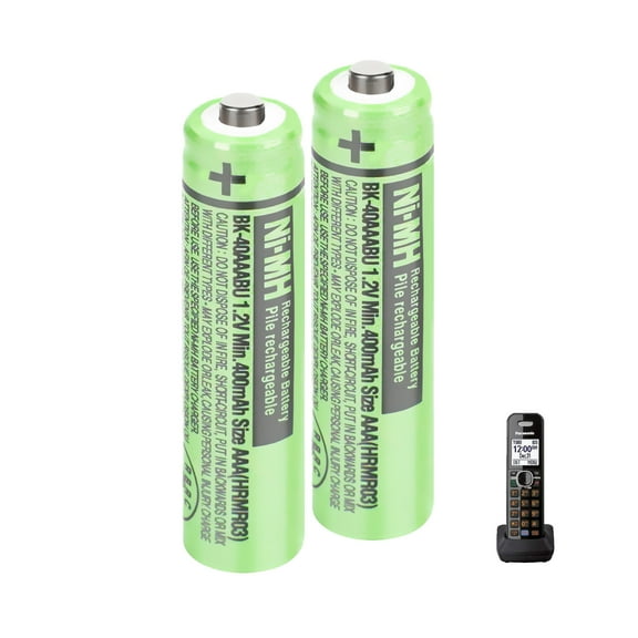 2Pack BK-40AAABU Ni-MH AAA Rechargeable Batteries 400mah AAA Ni-MH Rechargeable Batteries 1.2V for Panasonic Cordless Phones, Remote Controls, Electronics