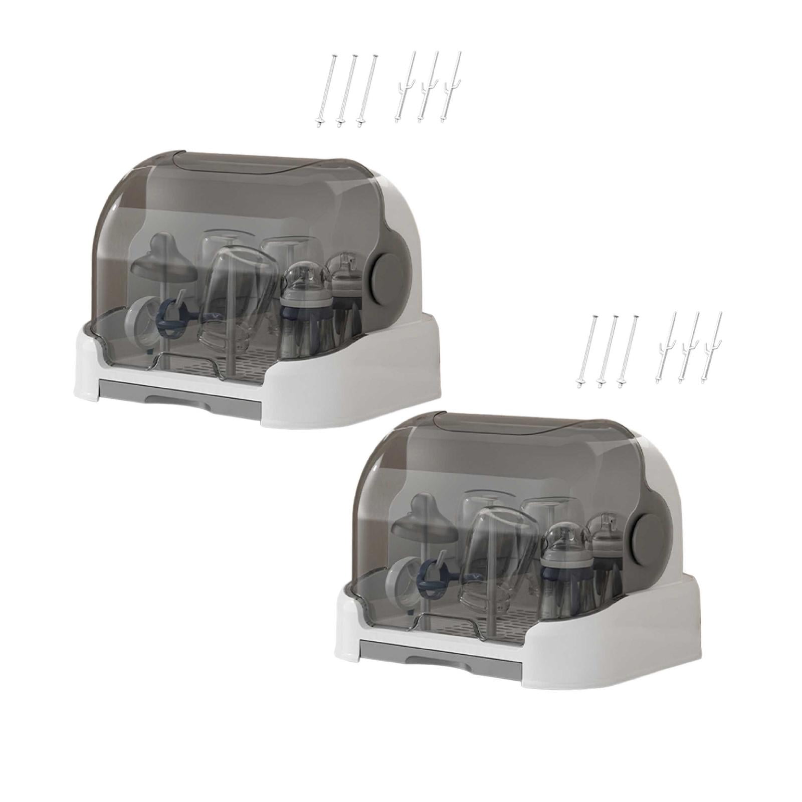 2Pack Baby Bottle Drying Rack With Lid Baby Bottle Storage Box With Removable Drain Tray Space Saving Baby Bottle Rack Dryer Reusable Bottle Rack Holder For Baby Rack Home Decor