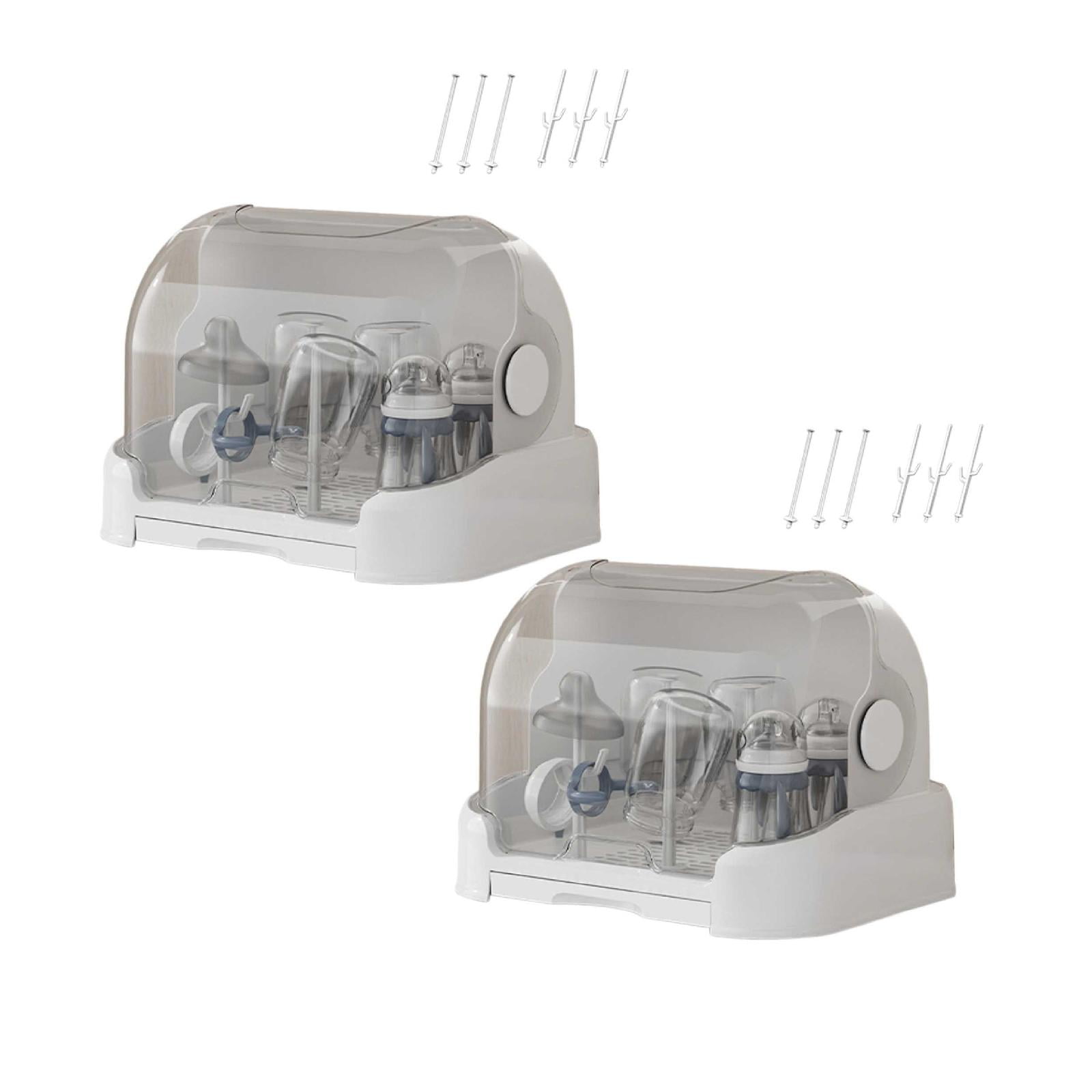 2Pack Baby Bottle Drying Rack With Lid Baby Bottle Storage Box With Removable Drain Tray Space Saving Baby Bottle Rack Dryer Reusable Bottle Rack Holder For Baby Rack Home Decor