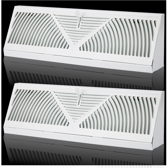 2Pack Baseboard Register Vent 15 inch Baseboard Heater Vent Cover Fits Duct Opening 15, White Base Board Diffusers Heating Vent for Floor Wall with Adjustable Airflow Lever and 3 Ways