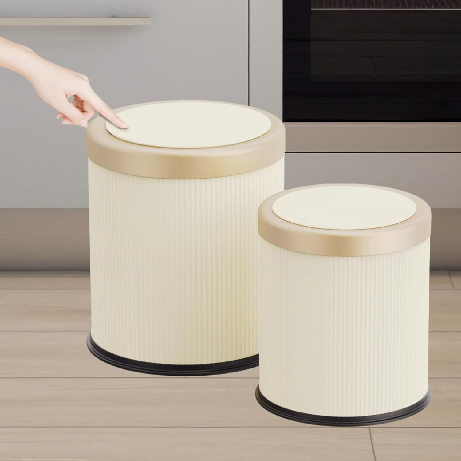 2Pack Bathroom Trash Can with Lid, Small Garbage Can Dog Proof, Plastic ...