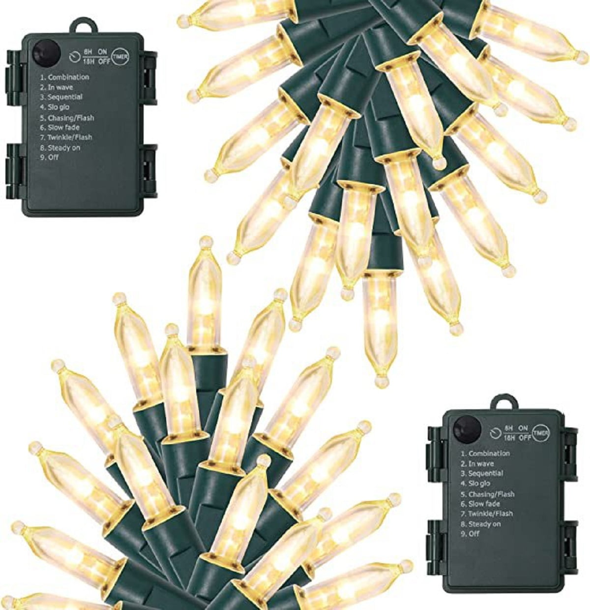 2Pack Battery Operated Mini String Lights, Waterproof 50 LED 17ft