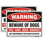 2Pack Beware of Dog Sign, You Have Been Warned No Responsible for Injury or Death - Indoor/Outdoor Fence Use - Metal Aluminum Rust Free | 7" x 9.8" Pre-Drilled Holes, Fade Resistant, Weatherproof