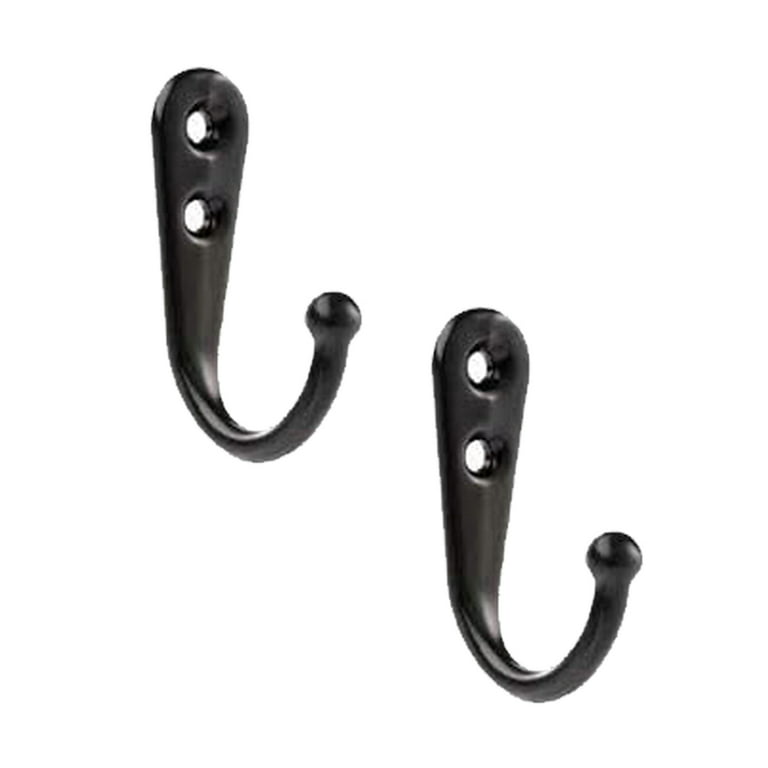 2Pack Black Coat Hooks, Heavy Duty Single Wall Hooks with Metal Screws  Included, Wall Mounted Hook for Hanging Clothes, Hats, Bags, Scarfs, Keys -  Black 