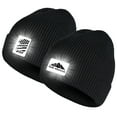 thumbnail image 1 of 2Pack Black Knit Cuffed Winter Beanie Caps and Hats with Reflective Design for Cycling Running, 1 of 5