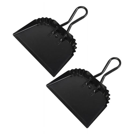 2Pack Black Metal Dustpan, 12 Inch Dust Pan Dustpan for Indoor, Outdoor, Fireplace, Industrial, Commercial Use