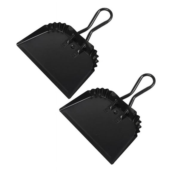 2Pack Black Metal Dustpan, 12 Inch Dust Pan Dustpan for Indoor, Outdoor, Fireplace, Industrial, Commercial Use