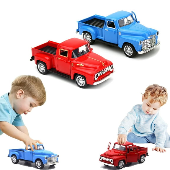 2Pack Blue Little Truck Toys for Toddlers 2-4, Little Red Truck Toy for Boy 3-6, Kids Car Toy for Birthday/Easter/Christmas GiftsBlue+Red