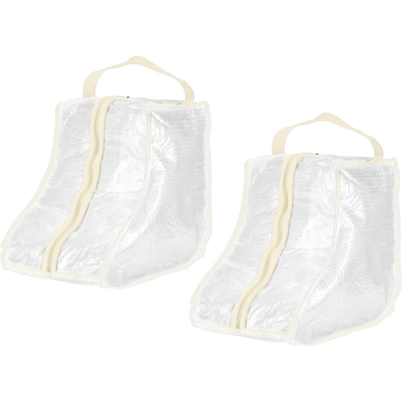 2Pack Boot Storage Bag Portable, PVC Shoe with Zipper Clear Boots Cover Protector for Short and Travel Daily Use, Beige Tall
