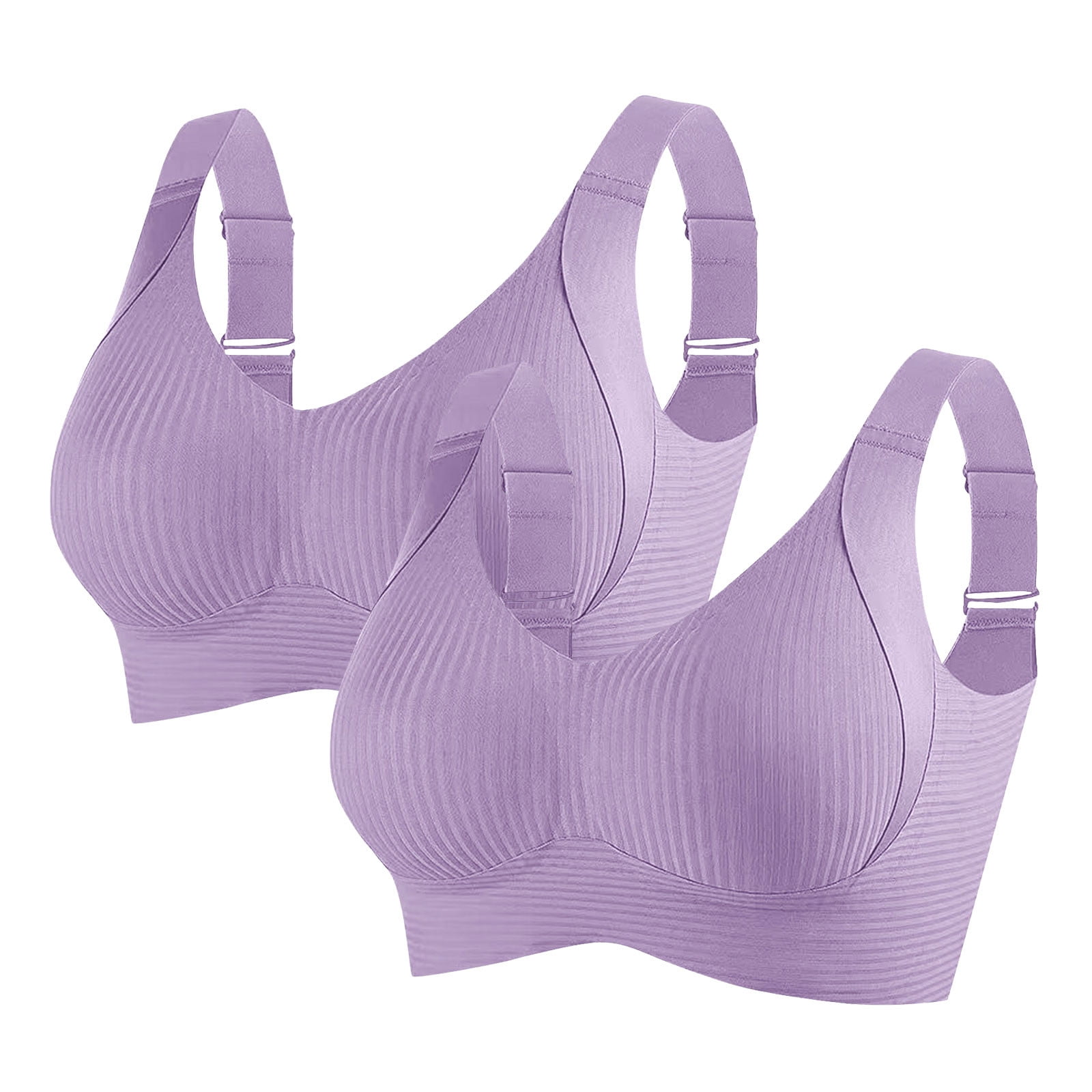2Pack Bras Womens Trendy Ribbed Adjustable Wireless Push Up Full 2Pack Bras Womens Trendy Ribbed Adjustable Wireless Push Up Full
