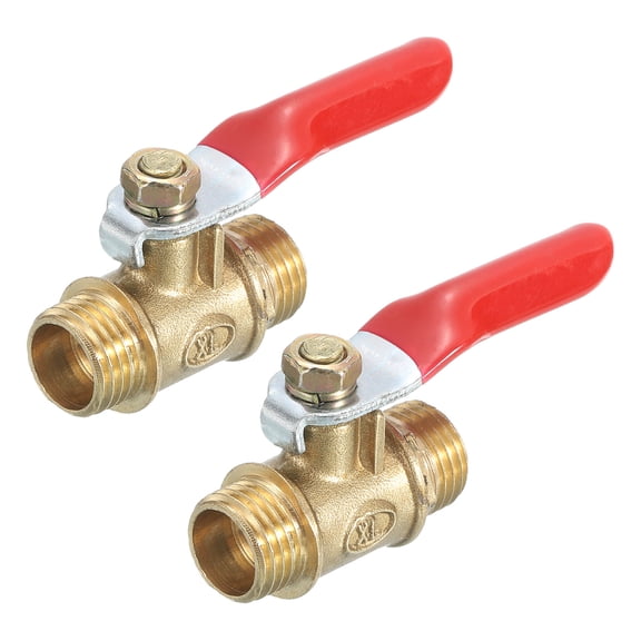 2Pack Brass Water Mini Ball Valve Shut Off Switch, G1/4" Male x G1/4" Male