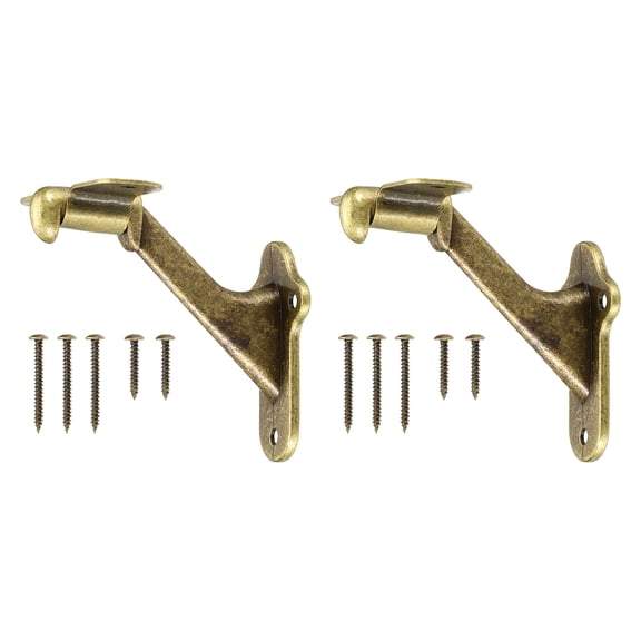 2Pack Bronze Handrail Bracket, 3 Inch Heavy Duty Stair Railing Brackets Stair Support Banister Hardware for Home Office Indoor & Outdoor Stairways