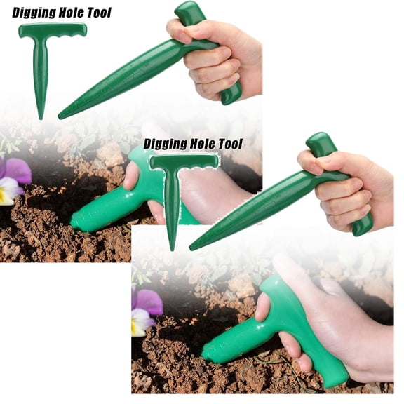 2Pack Bulb Planter Tool Dibbler With Handle Soil Digging Hole Tool Soil Hole Puncher For Sowing Seed Disseminators Home Decor