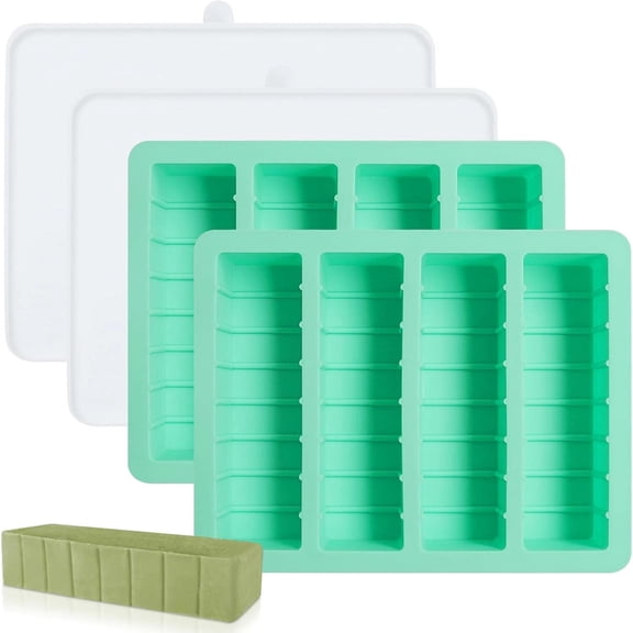 2Pack Butter Silicone Mold Tray with Lid, Non-Stick Butter Mold Tray for Homemad