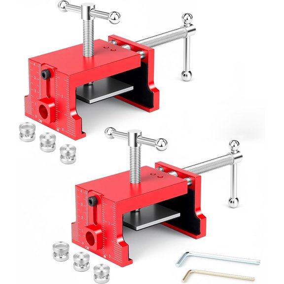 2Pack Cabinet Clamps for Installing Cabinets, Face Frame Clamps & Claw for Cabinet, Essential Cabinet Tools with 3 Sizes Hole Drilling Guide for Precise Alignment & Installation