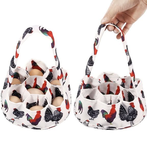 2Pack Canvas Egg Collecting Basket,Collecting Egg Bag Handbag,Farmhouse Chicken Egg Collecting & Gathering Bag 7 Pockets,Eggs Collecting Storage Bag for Chicken Hen Duck Goose Eggs