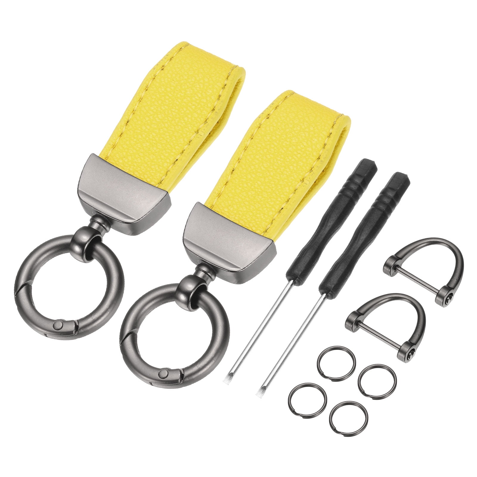 2Pack Car Key Chain, Zinc Alloy Leather Car Keychain, Metallic Black ...