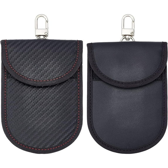 2Pack Car Key Fob Protector Pouch Car RFID Blocking Car Security Key Fob Case Keyless Car Key Signal Blocker Prevent Theft Losting Cage Protector Signal Blocking Pouch Carbon Fiber Texture