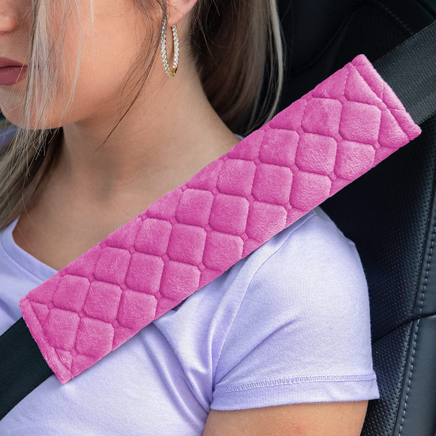 2Pack Car Seat Belt Pads Cover,Casewin Seat Belt Shoulder Strap Covers  Harness Pad for Car/Bag,Soft Comfort Helps Protect You Neck and Shoulder  from The Seat Belt Rubbing(Rose Red) 