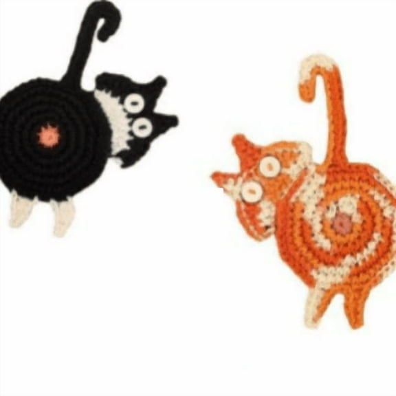 2Pack Cat Butt Coasters Cat Butt Coasters Knitted Coasters