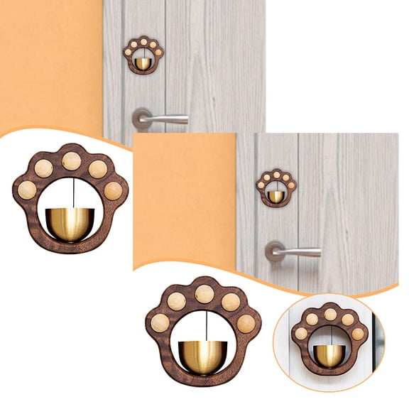 2Pack Cat Doorbell Suction Door Entry Wind Chime Wooden Door Adsorption Door Alarm Doorbell Hangs Home Decor