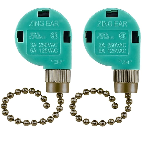2Pack Ceiling Fan Pull Chain Switch ZE 268S6, Bronze | Universal Zipper Cord 3 Speed Control 4 Wire Replacement Accessories Compatible with Hunter Harbor Breeze Fans
