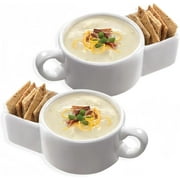 2Pack Ceramic Soup and Cracker Mug or Cereal Bowl by Kitchen Gadgets for Chips, Veggies, Dip,etc...