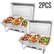 Chafing Dish Buffet Set 2 Pack, 8QT 3 Compartment Stainless Steel Chafing Dish Set, Buffet Warmer for Catering, Parties, Weddings
