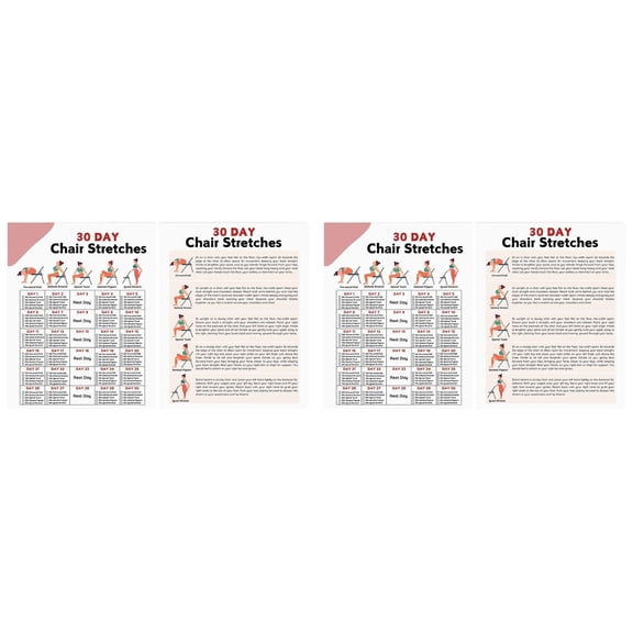 2Pack Chair Exercise Chart,Tai Chi Chair Workout Chart,Chair Yoga Chart Posters for Seniors&Beginners Fitness Guides ,Flexibility,Use 8x11 Inch Art Gym Yoga Room Living Room Bedroom Decor