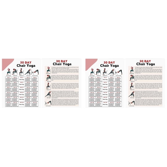 2Pack Chair Exercise Chart,Tai Chi Chair Workout Chart,Chair Yoga Chart Posters for Seniors&Beginners Fitness Guides ,Flexibility,Use 8x11 Inch Art Gym Yoga Room Living Room Bedroom Decor