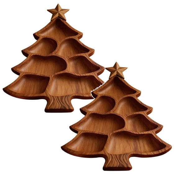 2Pack Charcuterie Boardwooden Holiday Serving Platter For Appetizerscheesefruitssnacksfestive Shaped Tray For Partykitchenhome Décorentertaining Guests Food Storage Home Decor
