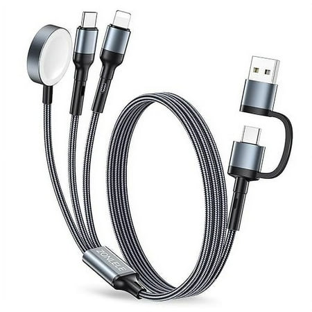 2Pack Charger Cable for Apple Watch,3 in 2 Fast iPhone Watch Charger USB C Multi Fast Charging Cable Compatible with iWatch Ultra/SE/10/9/8/7/6/5/4/3/2/1 & iPhone 16/15/14/13/12/11/Galaxy S23-4FT
