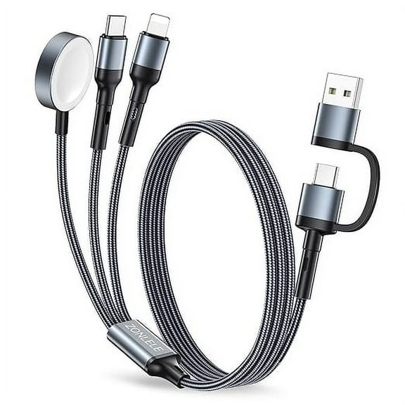 2Pack Charger Cable for Apple Watch,3 in 2 Fast iPhone Watch Charger USB C Multi Fast Charging Cable Compatible with iWatch Ultra/SE/10/9/8/7/6/5/4/3/2/1 & iPhone 16/15/14/13/12/11/Galaxy S23-4FT