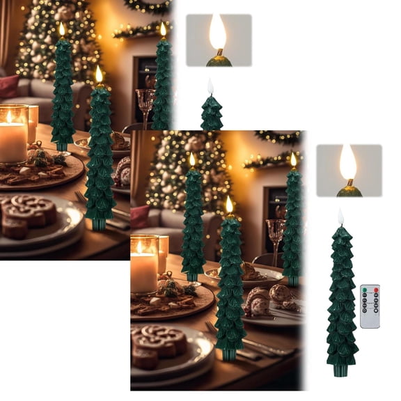 2Pack Christmas Pinecone Led Candle Paraffin Christmas Decorative Atmosphere Shaped Lamp Desktop Ornament Home Decor