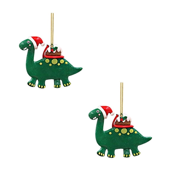 2Pack Christmas Tree Ornament Soft Clay Dinosaur Hanging Decoration For Christmas Tree Festive Decor Hangs Home Decor