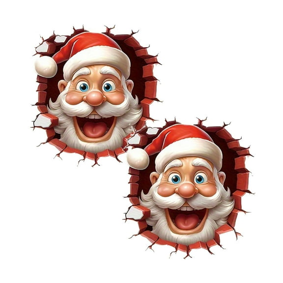 2Pack Christmas Wall Decals Stickers Removable Large Santa Wall Stickers Diy Xmas Art Home For Winter Christmas Holiday Year Winter Party Supplies Stickers Home Decor