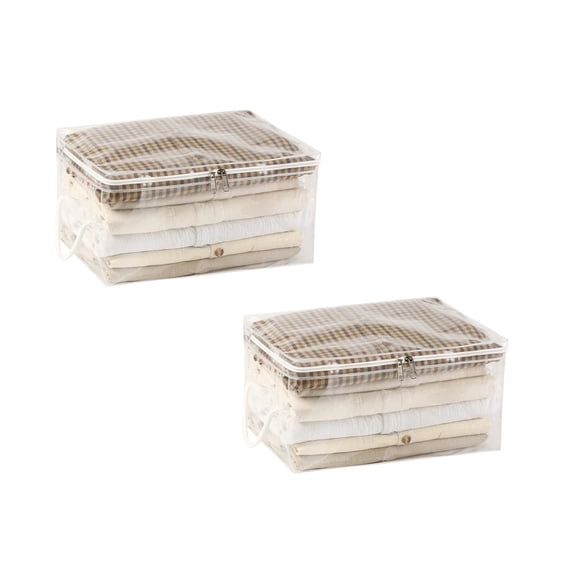 2Pack Clear Organizerlarge Capacity Clear Organizer Sweater Storage Bed Sheet Organizer Foldable Storage Pouch Travel Storage Container Home Textile Storage Home Decor