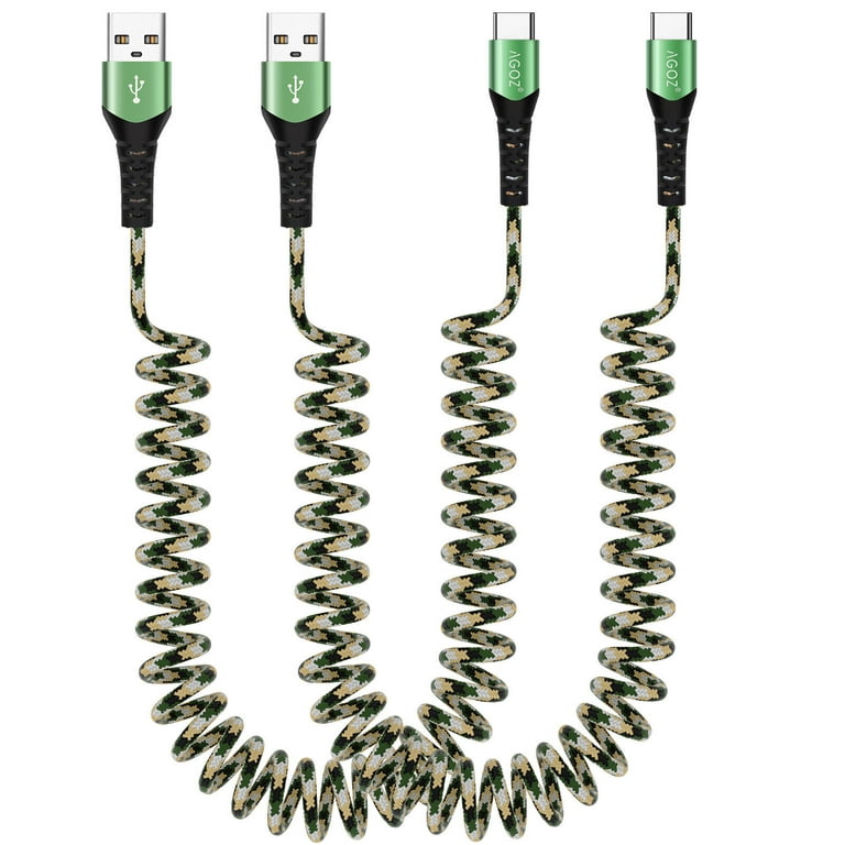 AGOZ Pack Coiled USB A to USB C Charger Cord, Tangle-Free, Fast